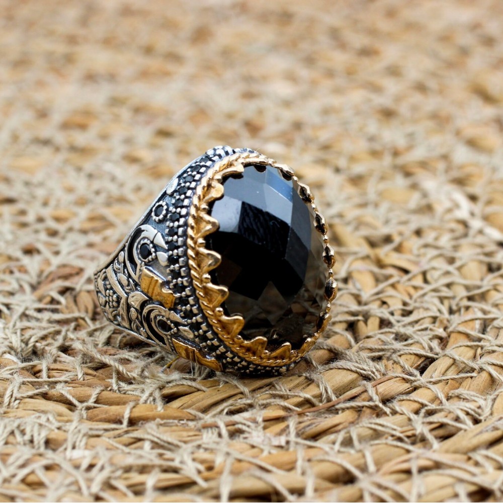 Handmade Silver Men's Ring, Onyx Men's Ring, Turkish Handmade Men's Ring, Men's Ring, Ottoman Mens Ring, Gift for Him, 925 Sterling Silver Handmade Silver Men's Ring, Onyx Men's Ring, Turkish Handmade Men's Ring, Men's Ring, Ottoman Mens Ring, Gift for Him, 925 Sterling Silver