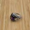 Men's Handmade Ring, Turkish Handmade Ring, Cubic Zircon, Ottoman Men Ring, Amethyst Ring, Men's Jewelry, Gift for Him, 925k Sterling Silver