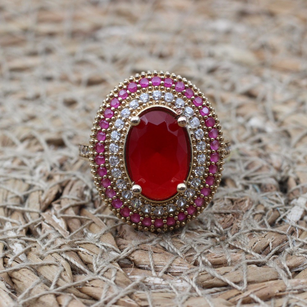 Ruby Ring, Handmade Women's Ring, Turkish Handmade Ring, Authentic Ring, Ottoman Ring, Ladies Ring, 925k Sterling Silver, Gift For Her,