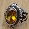 Citrine Topaz Men's Ring, Handmade Ring, Turkish Handmade Silver Men Ring, Men Ring, Men's Jewelry, Gift for Him, 925k Sterling Silver Ring,