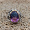 Tourmaline Men's Ring, Handmade Men's Ring, Turkish Handmade Ring, Ottoman Men's Ring, Men's Jewelry, Gift for Him, 925 Sterling Silver