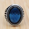 Turkish Handmade Silver Men Ring, Mens Handmade Ring, Ottoman Ring, Sapphire Ring, Men's Jewelry, Gift for Him, 925k Sterling Silver Ring