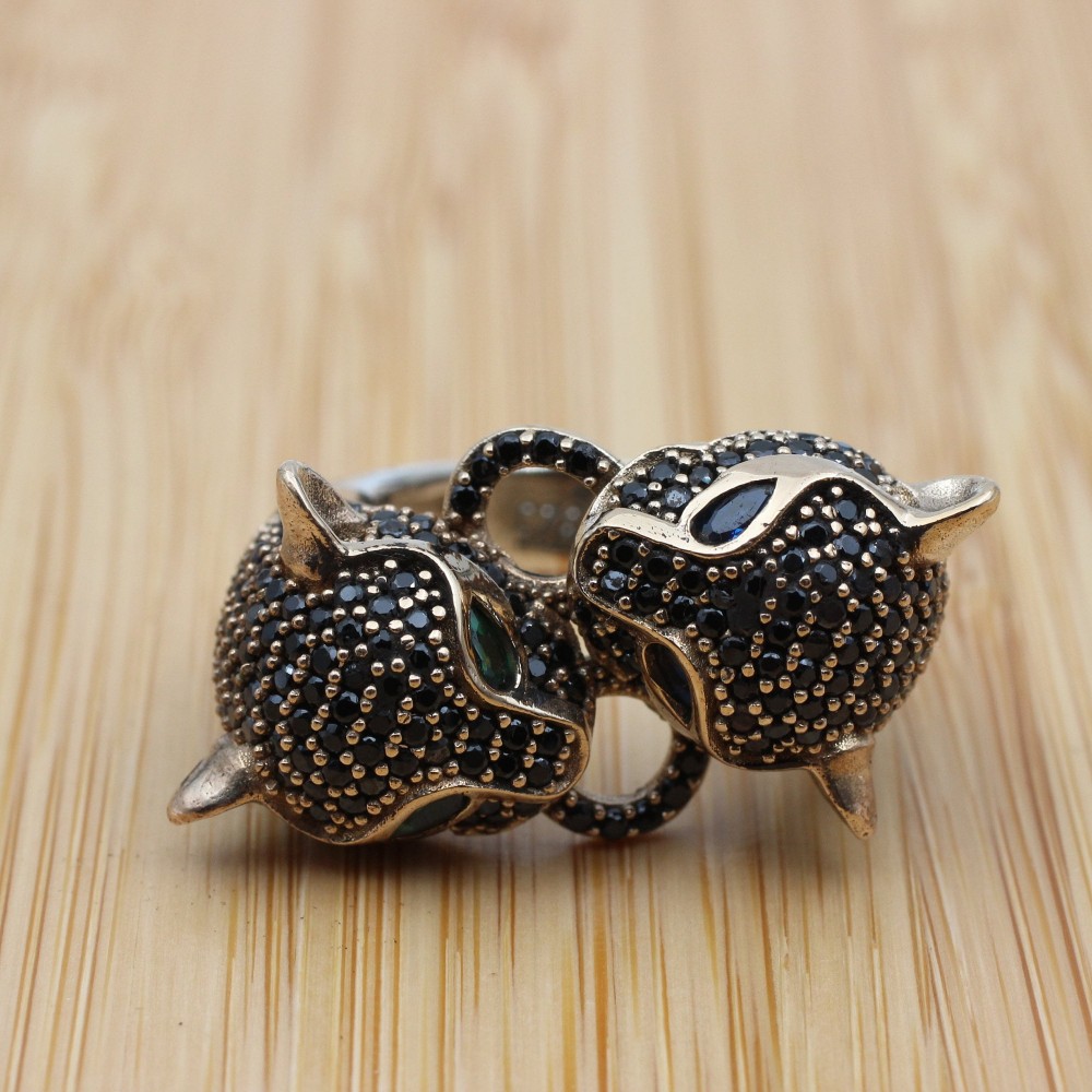 Onyx Tiger Ring, Handmade Women's Ring, Turkish Handmade, Silver Ladies Ring,  Tiger Ring, Ladies Ring, 925k Sterling Silver Ring, Tiger