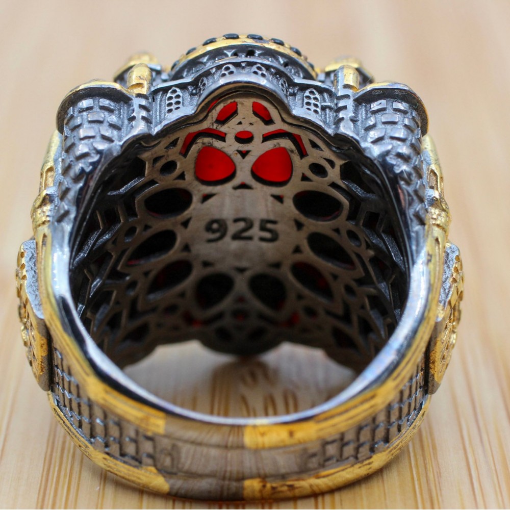 Hagia Sophia Ring, Men's Handmade Ring, Turkish Handmade Ring, Ottoman Men Ring, Ruby Ring, Men Jewelry, Gift for Him, 925k Sterling Silver Hagia Sophia Ring, Men's Handmade Ring, Turkish Handmade Ring, Ottoman Men Ring, Ruby Ring, Men Jewelry, Gift for Him, 925k Sterling Silver