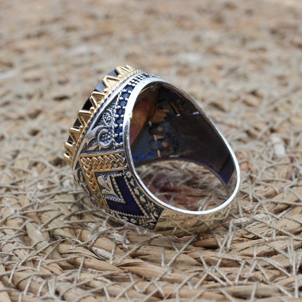 Amethyst Men's Ring, Mens Handmade Ring, Turkish Handmade Silver Men Ring, Ottoman Men Ring, Men Jewelry, Gift for Him, 925k Sterling Silver