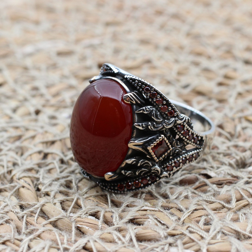 Turkish Handmade Silver Men Ring, Men's Agate Ring, Handmade Ring, Ottoman Men Ring, Men's Jewelry, Gift for Him, 925k Sterling Silver Ring Turkish Handmade Silver Men Ring, Men's Agate Ring, Handmade Ring, Ottoman Men Ring, Men's Jewelry, Gift for Him, 925k Sterling Silver Ring