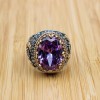 Amethyst Men's Ring, Mens Handmade Ring, Turkish Handmade Silver Men Ring, Ottoman Men Ring, Men Jewelry, Gift for Him, 925k Sterling Silver