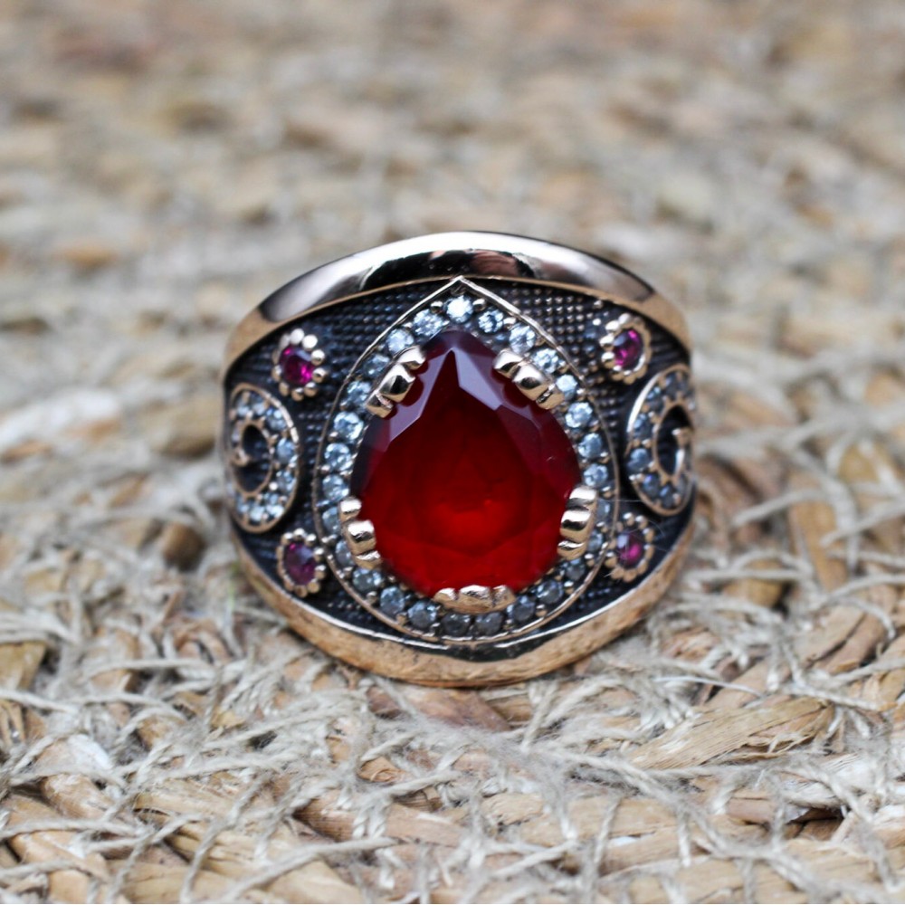 Ruby Ring, Handmade Women's Ring, Turkish Handmade Ring, Authentic Ring, Ottoman Ring, Ladies Ring, 925k Sterling Silver, Gift For Her,