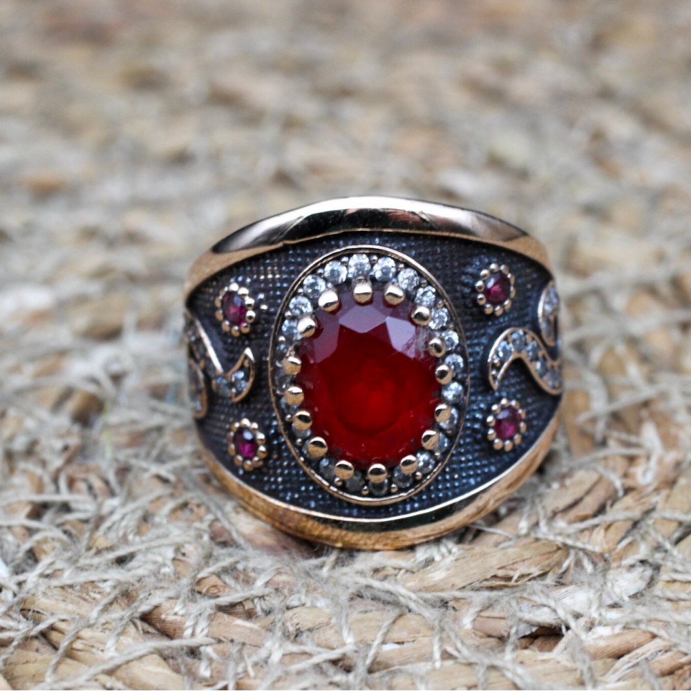 Ruby Ring, Handmade Women's Ring, Turkish Handmade Ring, Authentic Ring, Ottoman Ring, Ladies Ring, 925k Sterling Silver, Gift For Her,