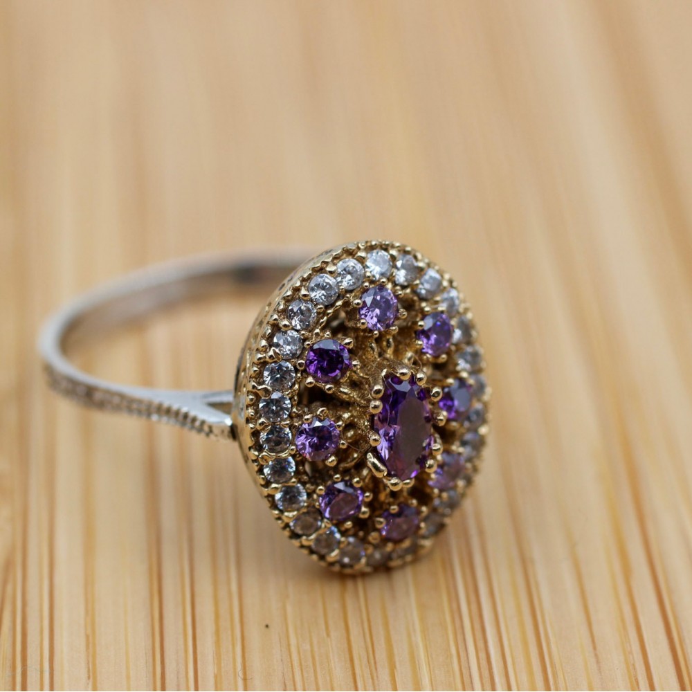 Amethyst Ring, Handmade Women's Ring, Turkish Handmade, Silver Ladies Ring, Ottoman Ring, Authentic, Ladies Ring, 925k Sterling Silver Ring,