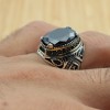 Turkish Handmade Silver Men's Ring, Men's Handmade Ring, Men's Ring, Onyx Men's Ring, Ottoman Mens Ring, Gift for Him, 925k Sterling Silver,