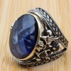 Sapphire Men Ring, Eagle Ring, Turkish Handmade Silver Men Ring, Mens Handmade Ring, Men Jewelry, Gift for Him, 925 Sterling Silver Ring Sapphire Men Ring, Eagle Ring, Turkish Handmade Silver Men Ring, Mens Handmade Ring, Men Jewelry, Gift for Him, 925 Sterling Silver Ring