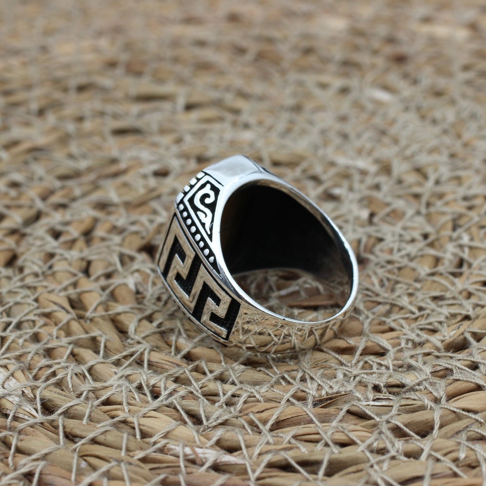 Tiger Eye Men's Ring, Ottoman Men's Ring, Handmade Men's Ring, Turkish Handmade Men's Ring, Men's Jewelry, Gift for Him, 925 Sterling Silver