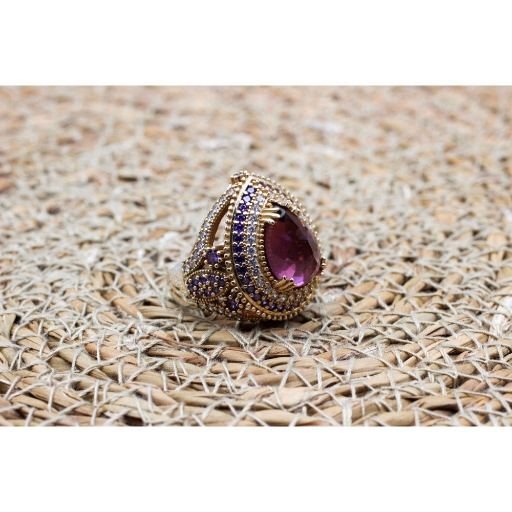 Amethyst Ring, Handmade Women's Ring, Turkish Handmade, Silver Ladies Ring, Ottoman Ring, Authentic, Ladies Ring, 925k Sterling Silver Ring,