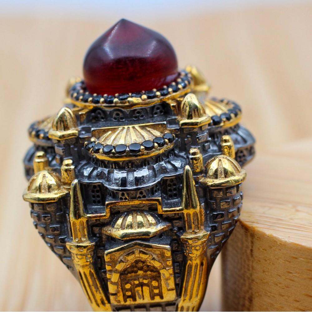 Hagia Sophia Ring, Men's Handmade Ring, Turkish Handmade Ring, Ottoman Men Ring, Ruby Ring, Men Jewelry, Gift for Him, 925k Sterling Silver Hagia Sophia Ring, Men's Handmade Ring, Turkish Handmade Ring, Ottoman Men Ring, Ruby Ring, Men Jewelry, Gift for Him, 925k Sterling Silver