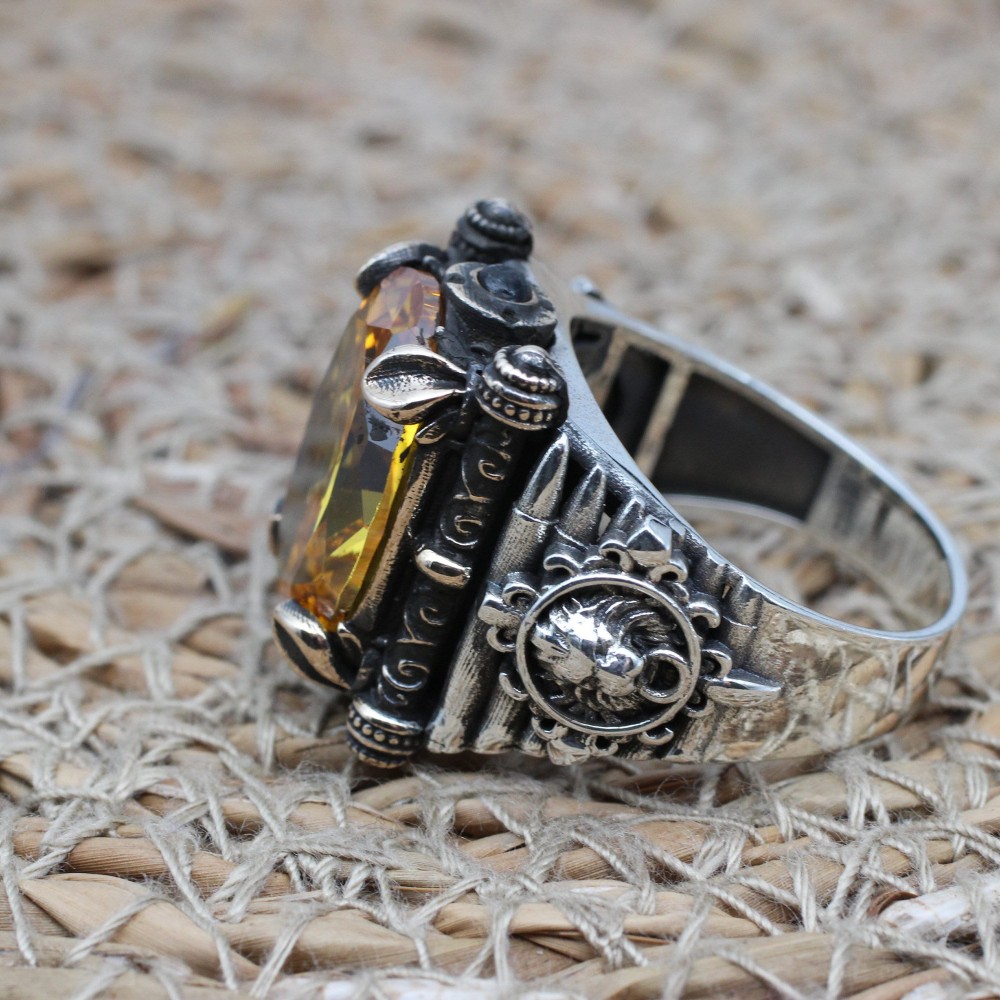 Citrine Men's Ring, Handmade Men's Ring, Ottoman Men's Ring, Oval Stone, Men's Jewelry, Gift for Him, 925k Sterling Silver, Turkish Ring Citrine Men's Ring, Handmade Men's Ring, Ottoman Men's Ring, Oval Stone, Men's Jewelry, Gift for Him, 925k Sterling Silver, Turkish Ring