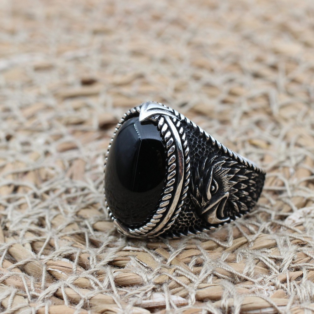 Handmade Silver Men's Ring, Onyx Men's Ring, Turkish Handmade Eagle Ring, Men's Ring, Ottoman Mens Ring, Gift for Him, 925k Sterling Silver, Handmade Silver Men's Ring, Onyx Men's Ring, Turkish Handmade Eagle Ring, Men's Ring, Ottoman Mens Ring, Gift for Him, 925k Sterling Silver,
