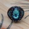 Aquamarine Ring, Mens Handmade Ring, Turkish Handmade Silver Men Ring, Ottoman Ring, Men's Jewelry, Gift for Him, 925k Sterling Silver Ring
