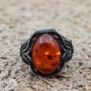 Amber Ring, Men's Handmade Ring, Ottoman Men Ring, Turkish Handmade Silver Men Ring, Yemeni Ring, Gift for Him, 925k Sterling Silver Ring