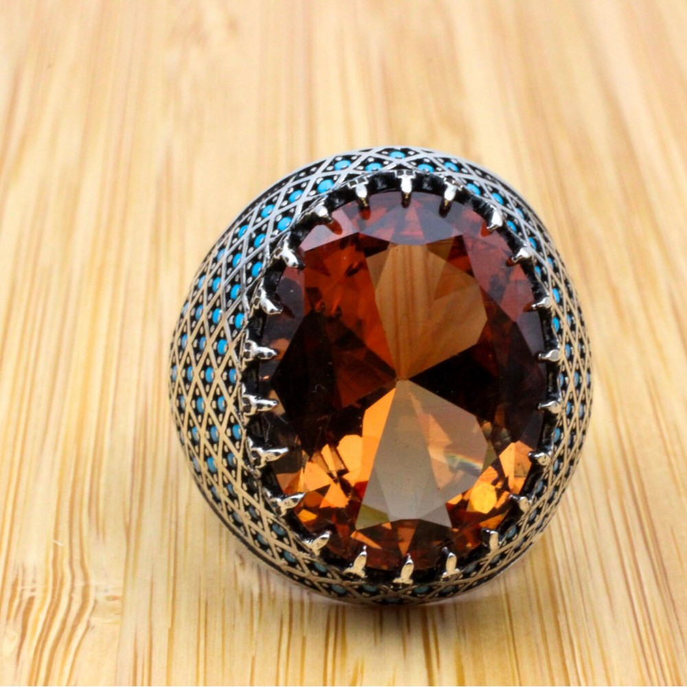 Men's Handmade Ring, Turkish Handmade Silver Mens Ring, Ottoman Ring, Alexandrite Ring, Men's Jewelry, Turquoise, 925k Sterling Silver Ring