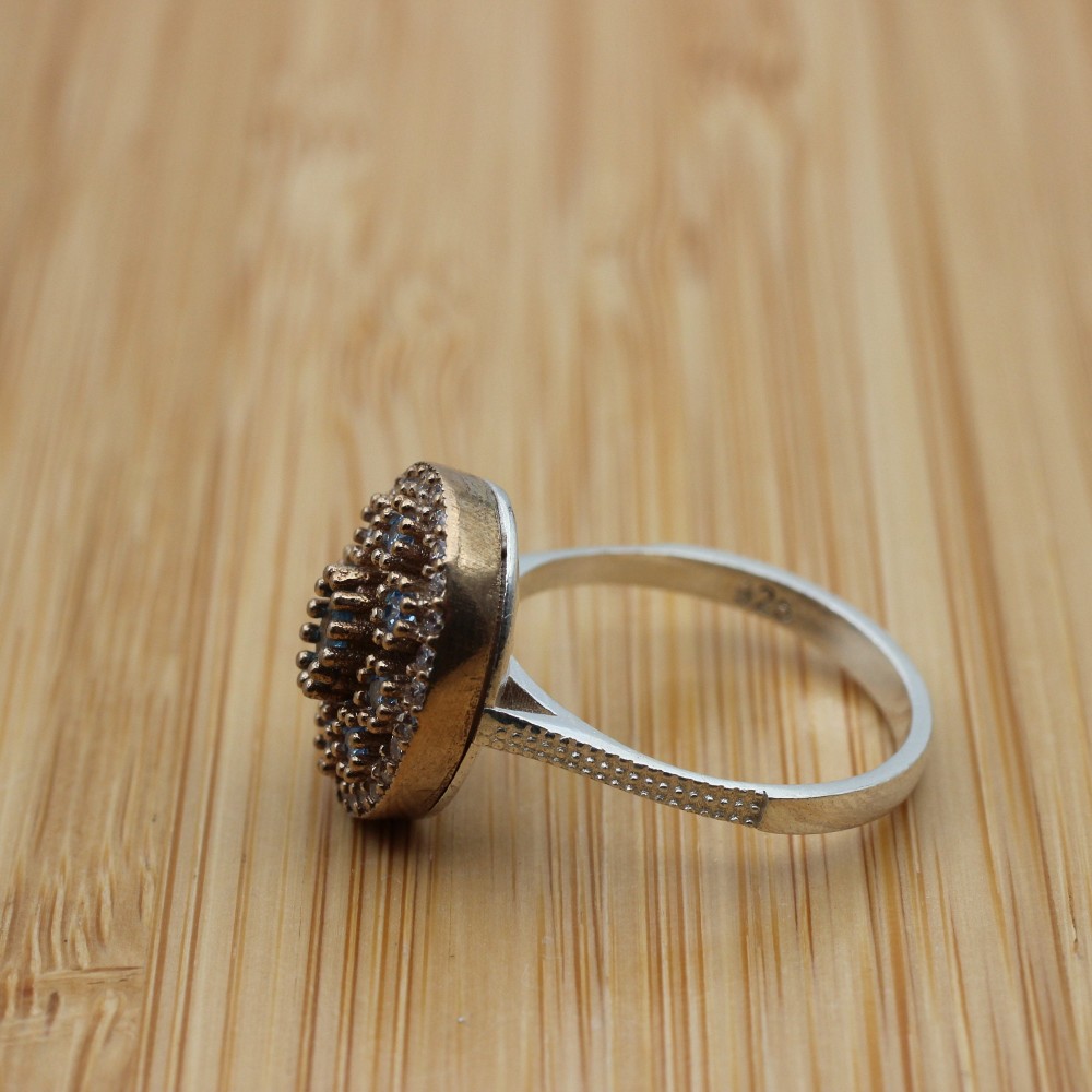 Aquamarine Ring, Handmade Women Ring, Turkish Handmade Silver Ladies Ring, Ottoman Ring, Ladies Ring, 925k Sterling Silver, Zircon Ring