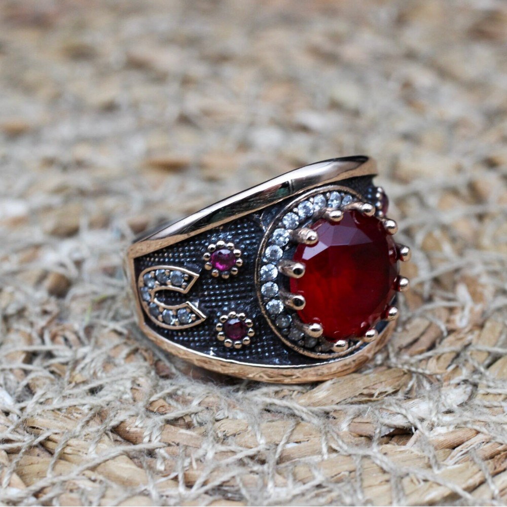 Ruby Ring, Handmade Women's Ring, Turkish Handmade Ring, Authentic Ring, Ottoman Ring, Ladies Ring, 925k Sterling Silver, Gift For Her,
