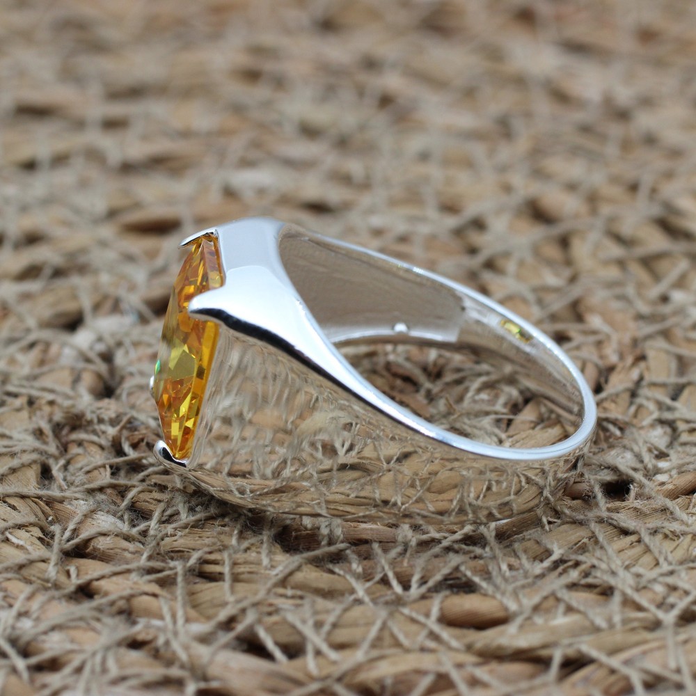 Men's Handmade Ring, Turkish Handmade Ring, Citrine Men's Ring, Ottoman Men's Ring, Men's Jewelry, Gift for Him, 925k Sterling Silver Ring