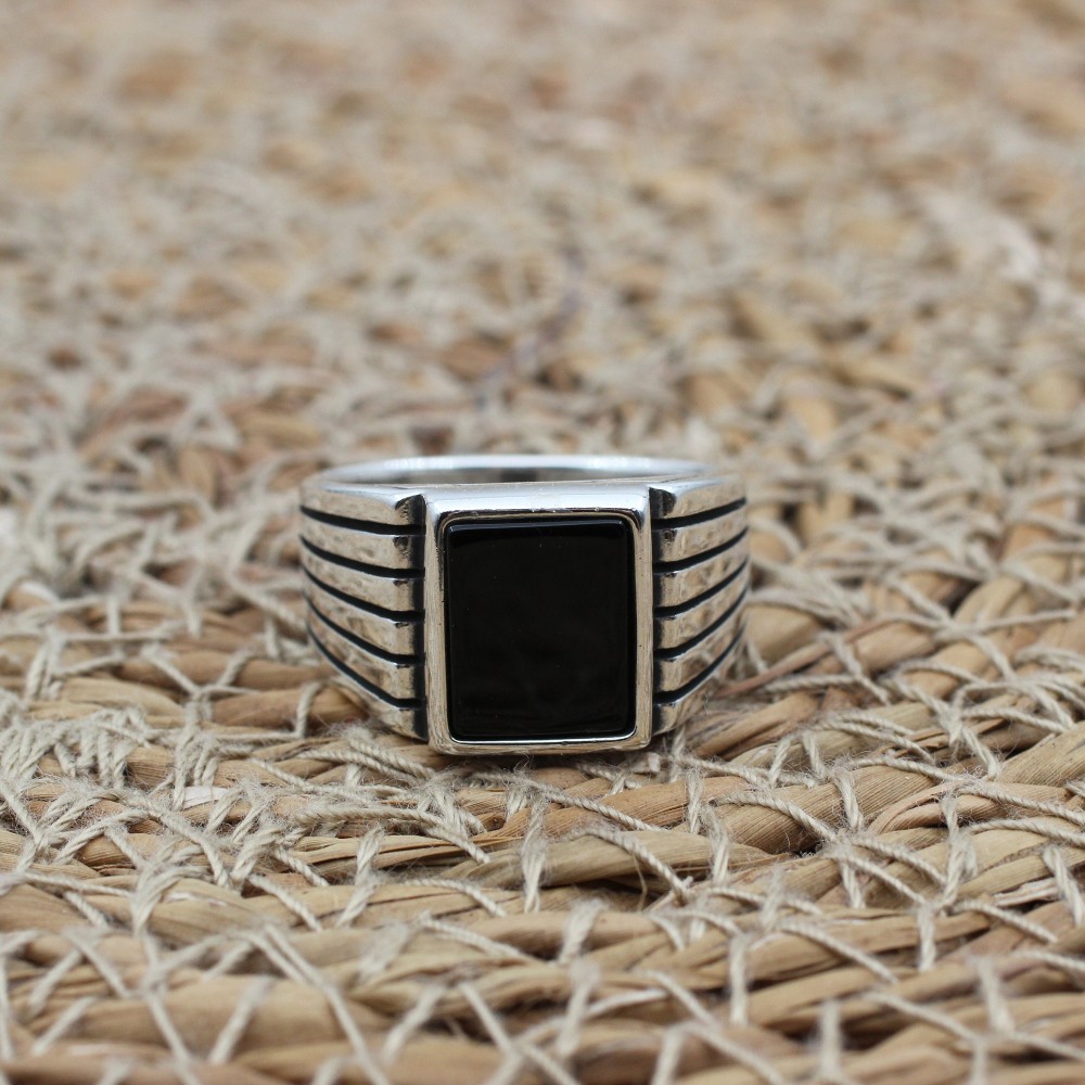 Handmade Silver Men's Ring, Onyx Men's Ring, Turkish Handmade Men's Ring, Men's Ring, Ottoman Mens Ring, Gift for Him, 925 Sterling Silver