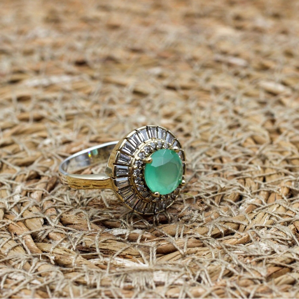 Turkish Handmade Ring, Silver Ladies Ring, Handmade Women Ring, Ottoman Women Ring, Jade Topaz Ring, Ladies Ring, 925k Sterling Silver Ring,