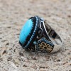 Turquoise Men's Ring, Handmade Ring, Turkish Handmade Silver Men Ring, Ottoman Ring, Men's Jewelry, Gift for Him, 925k Sterling Silver Ring