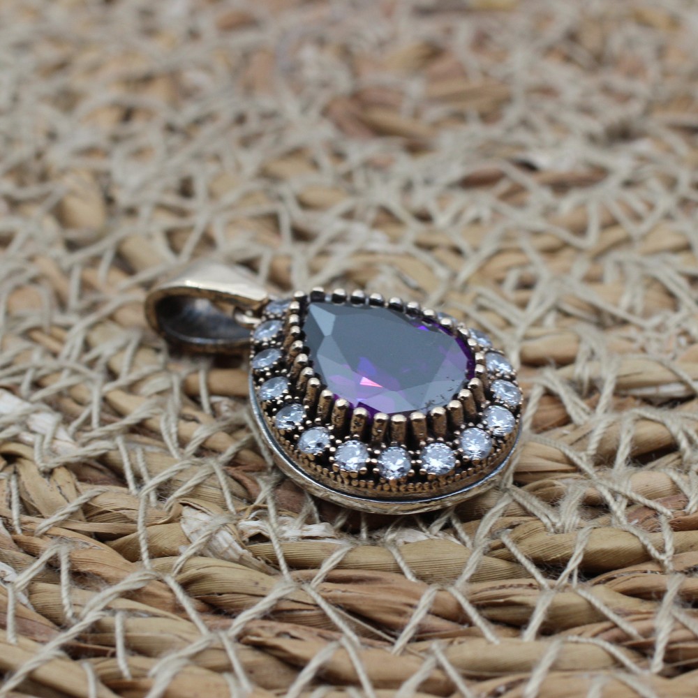 Amethyst Set, Authentic Set, Handmade Set Women, Turkish Handmade, Ladies Jewelry Set, Earring, Pendant, Ladies Set, 925k Sterling Silver