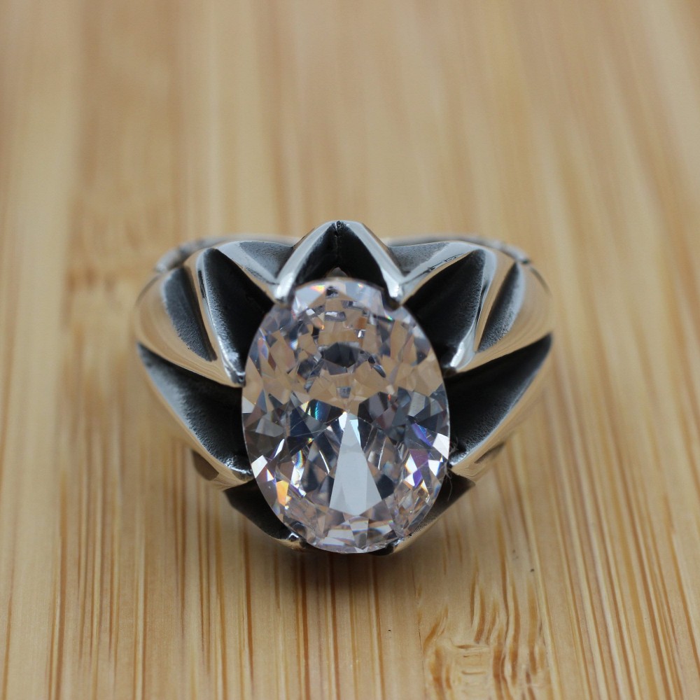 Mens Handmade Ring, Turkish Handmade Silver Men Ring, Ottoman Men Ring, Zircon Ring, Men's Jewelry, Gift for Him, 925k Sterling Silver Ring