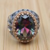 Turkish Handmade Silver Men's Ring, Men's Handmade Ring, Yemeni Ring, Mystic Topaz Ring, Ottoman Ring, Gift for Him, 925k Sterling Silver,