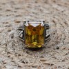 Men's Handmade Ring, Men Chain Model Ring, Citrine Men's Ring, Ottoman Men's Ring, Men's Jewelry, Gift for Him, 925k Sterling Silver Ring