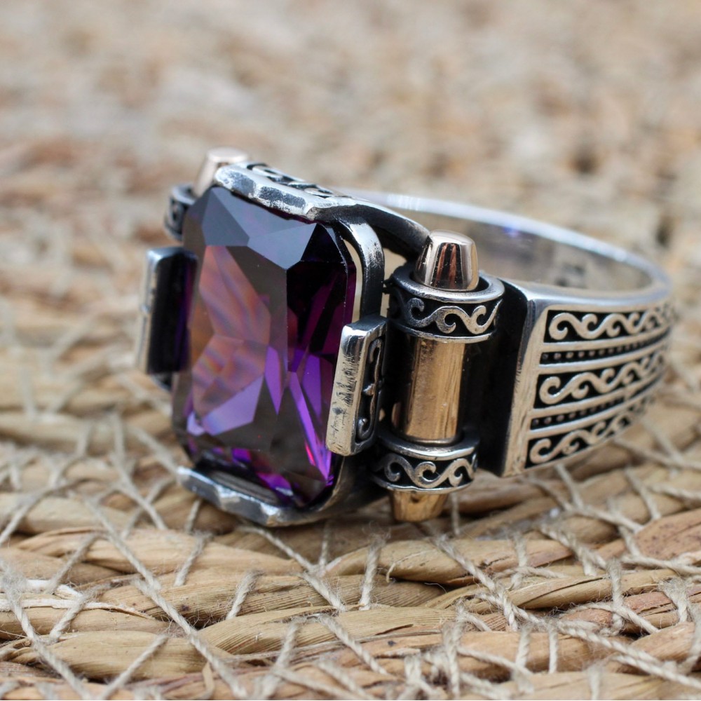 Men's Handmade Ring, Turkish Handmade Silver Men's Ring, Ottoman Ring, Amethyst Ring, Men's Jewelry, Amethyst, 925k Sterling Silver Ring Men's Handmade Ring, Turkish Handmade Silver Men's Ring, Ottoman Ring, Amethyst Ring, Men's Jewelry, Amethyst, 925k Sterling Silver Ring