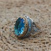 Mens Handmade Ring, Turkish Handmade Silver Men Ring, Ottoman Ring, Aquamarine Ring, Men's Jewelry, Gift for Him, 925k Sterling Silver Ring