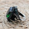 Mens Handmade Ring, Turkish Handmade Silver Men Ring, Ottoman Men Ring, Emerald Ring, Men's Jewelry, Gift for Him, 925k Sterling Silver Ring