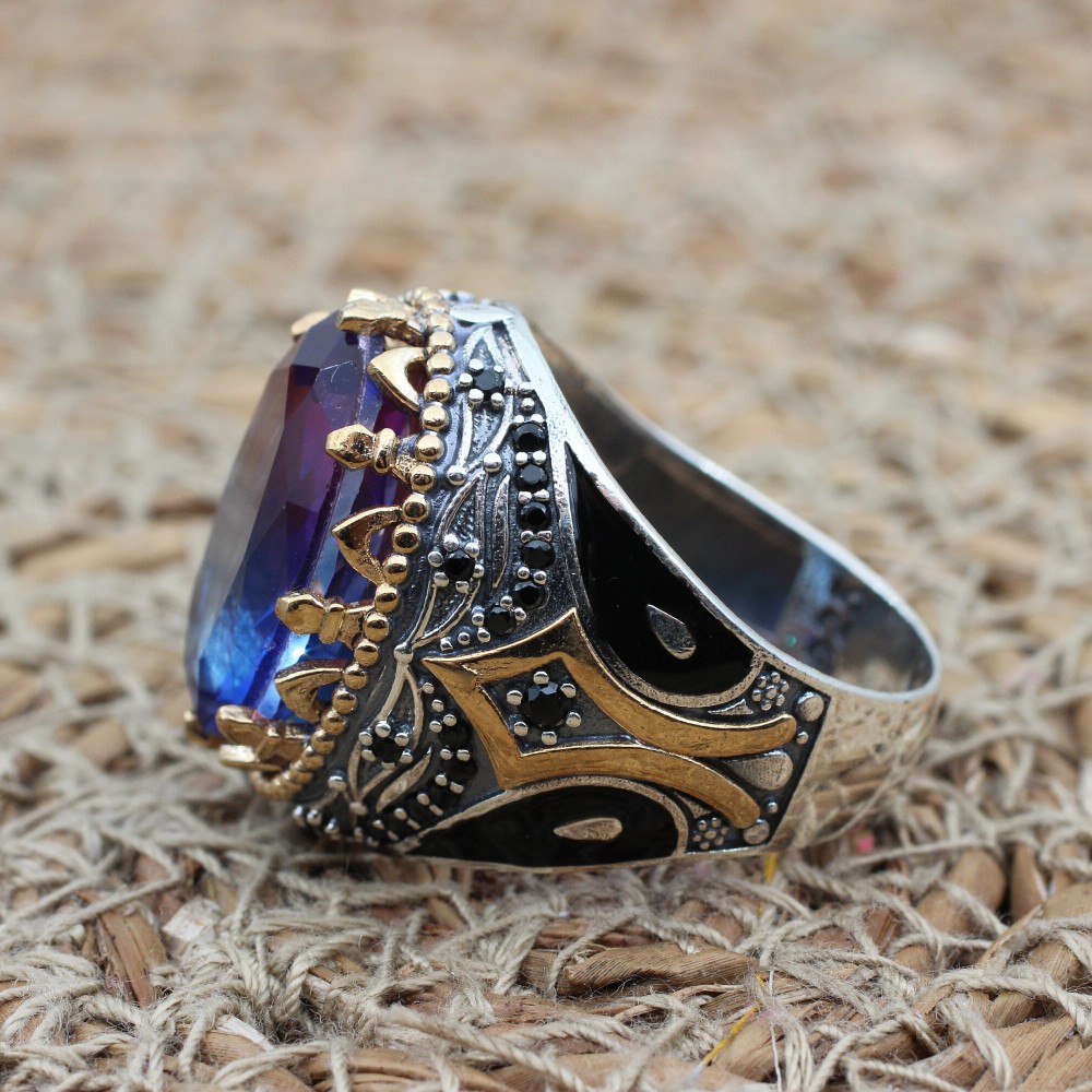 Men's Handmade Ring, Turkish Handmade Men's Ring, Ottoman Men's Ring, Tourmaline Men's Ring, Mens Ring, Gift for Him, 925k Sterling Silver Men's Handmade Ring, Turkish Handmade Men's Ring, Ottoman Men's Ring, Tourmaline Men's Ring, Mens Ring, Gift for Him, 925k Sterling Silver