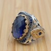 Turkish Handmade Men's Ring, Mens Handmade Ring, Ottoman Men's Ring, Sapphire Men's Ring, Men's Jewelry, Gift for Him, 925k Sterling Silver, Turkish Handmade Men's Ring, Mens Handmade Ring, Ottoman Men's Ring, Sapphire Men's Ring, Men's Jewelry, Gift for Him, 925k Sterling Silver,