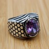 Men's Handmade Ring, Turkish Handmade Ring, Cubic Zircon, Ottoman Men Ring, Amethyst Ring, Men's Jewelry, Gift for Him, 925k Sterling Silver