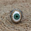 Evil Eye Men's Ring, Emerald Ring, Handmade Ring, Turkish Handmade Silver Men's Ring, Men's Jewelry, Gift for Him, 925k Sterling Silver Ring