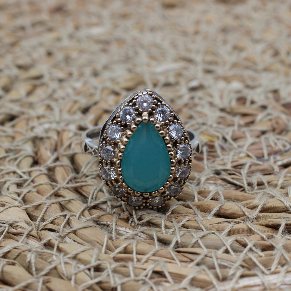 Jade Topaz Set, Authentic Set, Handmade Women Set, Turkish Handmade, Ladies Jewelry Set, Earring, Ladies Set, 925k Sterling Silver, Jewelry,