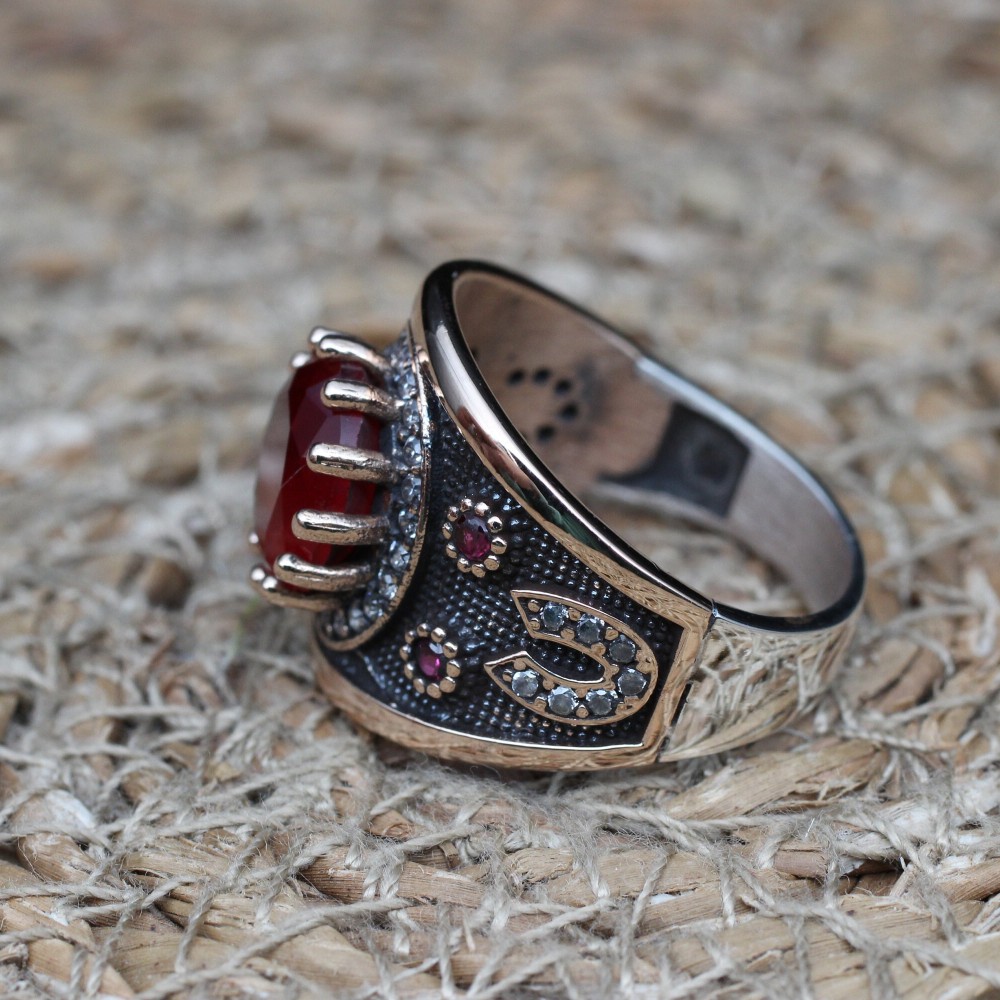 Ruby Ring, Handmade Women's Ring, Turkish Handmade Ring, Authentic Ring, Ottoman Ring, Ladies Ring, 925k Sterling Silver, Gift For Her,