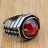 Turkish Handmade Ring, Men's Handmade Ring, Cubic Zircon, Ottoman Men's Ring, Ruby Ring, Men's Jewelry, Gift for Him, 925k Sterling Silver,