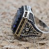 Turkish Handmade Silver Men Ring, Mens Handmade Ring, Ottoman Ring, Sapphire Ring, Men's Jewelry, Gift for Him, 925k Sterling Silver Ring