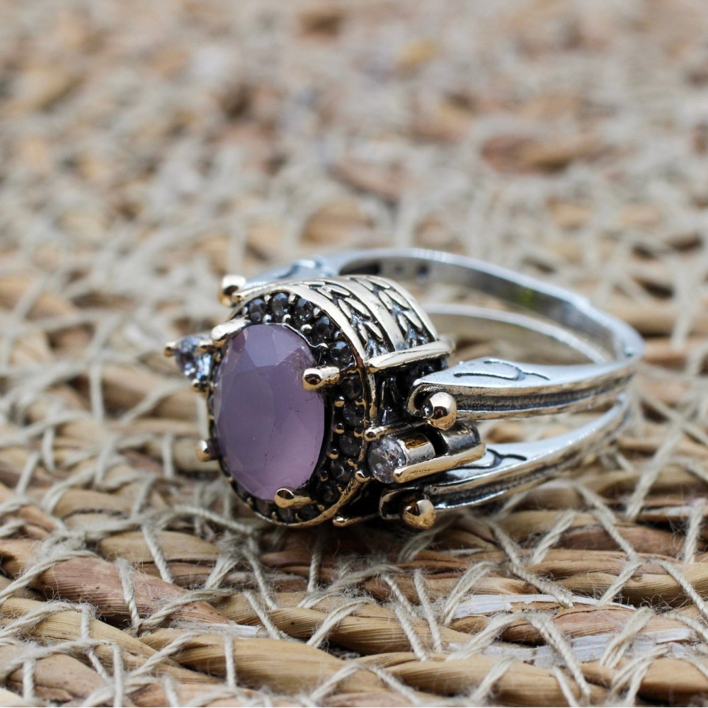 Two Stone Ladies Ring, Quartz Ladies Ring, Zircon Ring, Handmade Women Ring, Reversible Ring, Ottoman Women's Ring, 925 Sterling Silver, Two Stone Ladies Ring, Quartz Ladies Ring, Zircon Ring, Handmade Women Ring, Reversible Ring, Ottoman Women's Ring, 925 Sterling Silver,