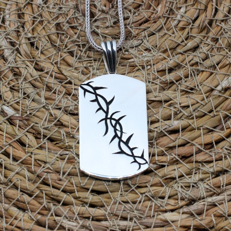 Men's Necklace, Mens Pendant, Barbed Wire Pendant, Turkish Handmade, Barbed Wire Necklace, Mens Jewelry, Gift for Him, 925 Sterling Silver,