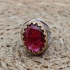 Ruby Mens Ring, Handmade Ring, Turkish Handmade Silver Men Ring, Ottoman Men Ring, Men's Jewelry, Gift for Him, 925k Sterling Silver Ring