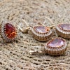 Topaz Ladies Set, Handmade Set Women, Turkish Handmade, Ladies Jewelry Set, Ottoman Set, Earring, Pendant, Ladies Set, 925 Sterling Silver