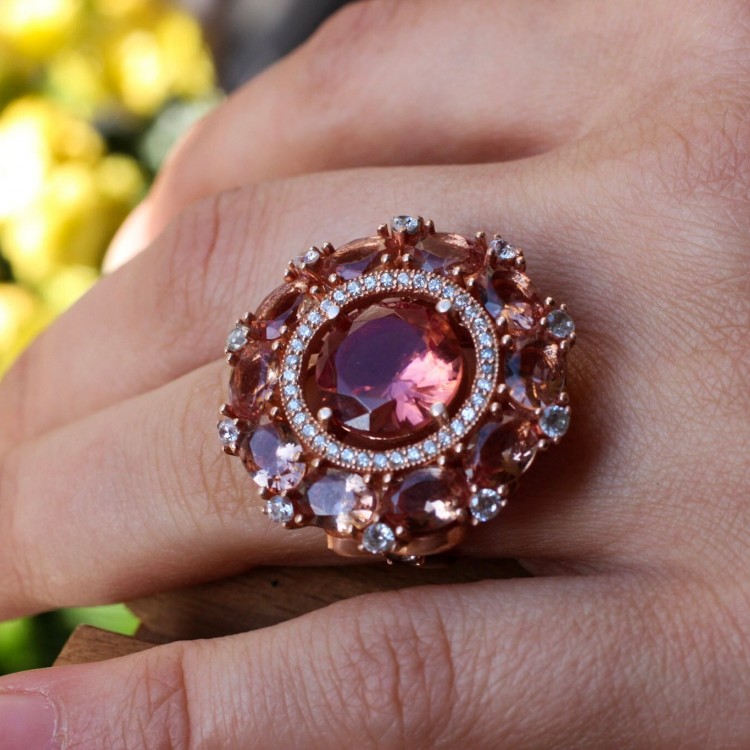 Alexandrite Women Ring, Handmade Ring, Turkish Handmade Silver Ladies Ring, Rose Gold Plated Ring, Ladies Ring, 925k Sterling Silver Ring